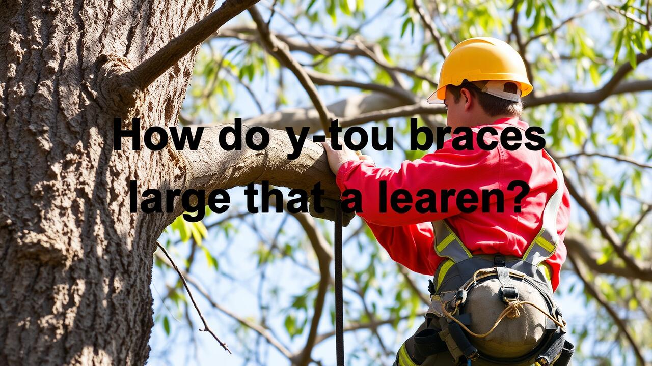 How do you brace a large tree that is leaning?